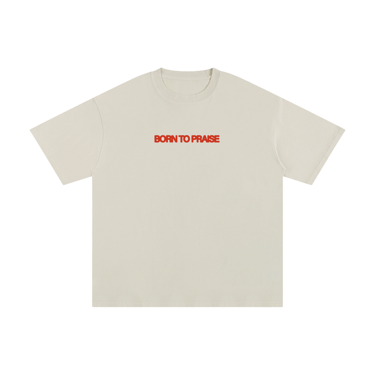 BORN TO PRAISE TEE — APRICOT AND RED